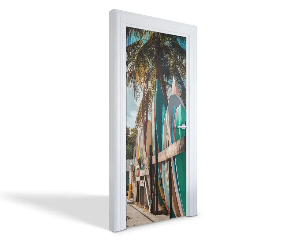 Autocolant pentru uși Placi de surf tropicale