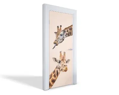 Autocolant pentru uși Girafe de aproape