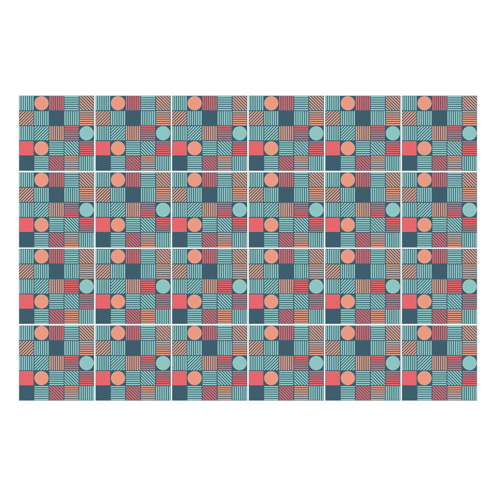 Autocolante gresie si faianta Model geometric retro