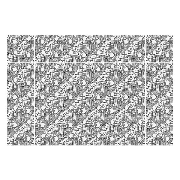 Autocolante pentru gresie Fețe într-un model care se repetă