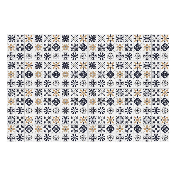 Autocolante gresie Flori și cercuri geometrice