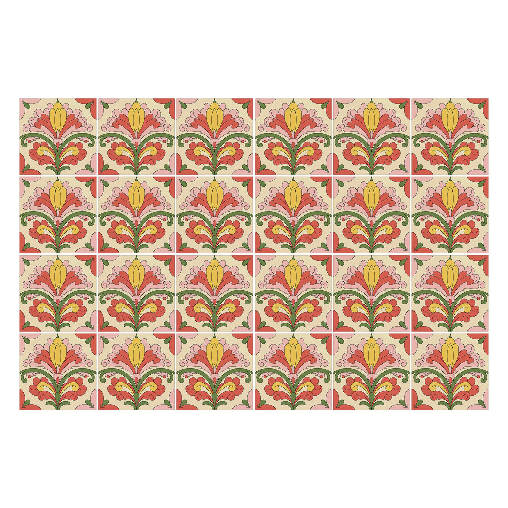 Autocolante pentru gresie Ornamente florale în aranjament