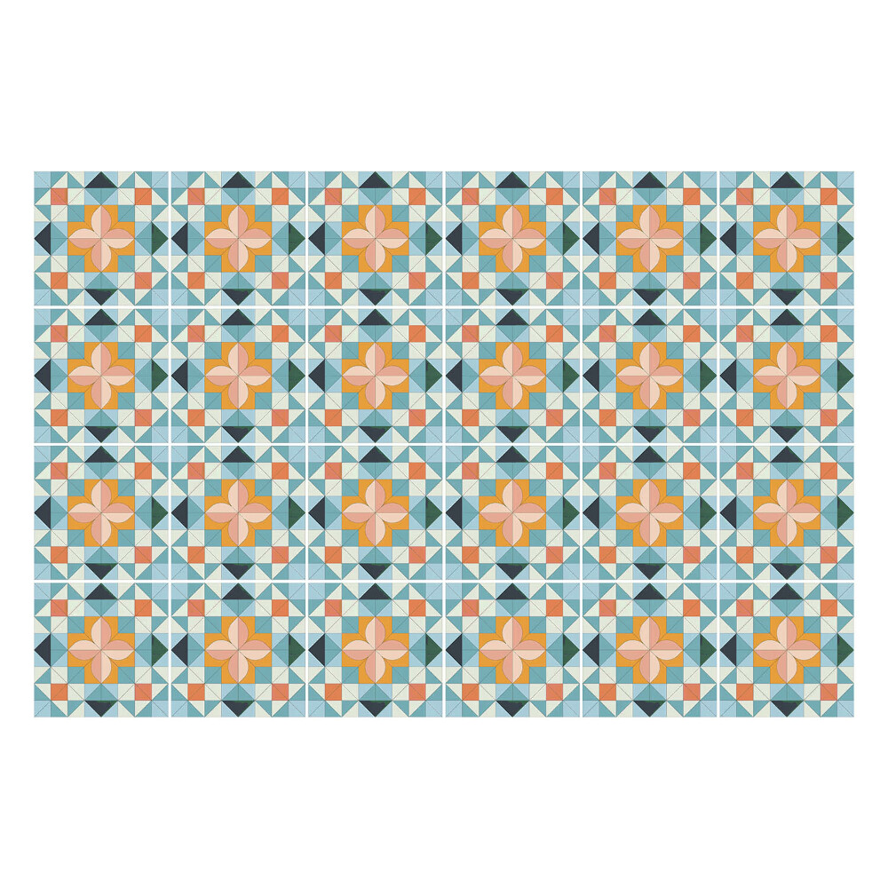 Autocolante gresie si faianta Flori geometrice într-o plasă