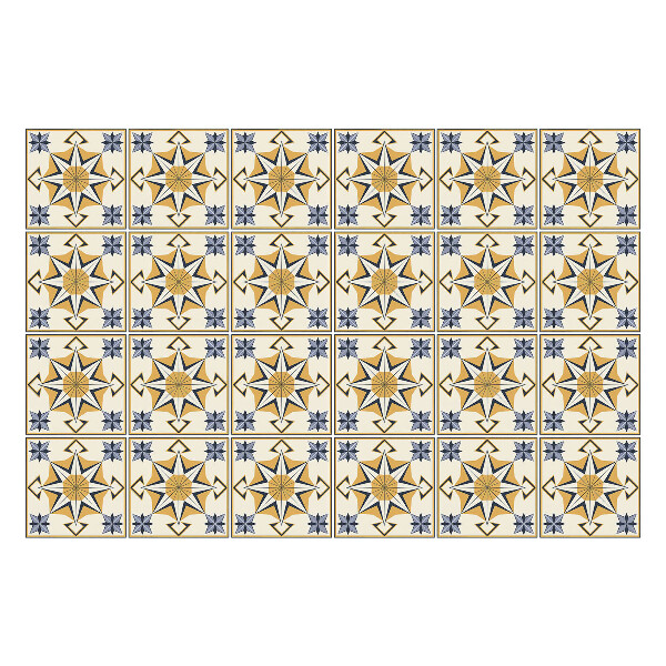 Autocolante gresie si faianta Stele însorite într-un model în carouri