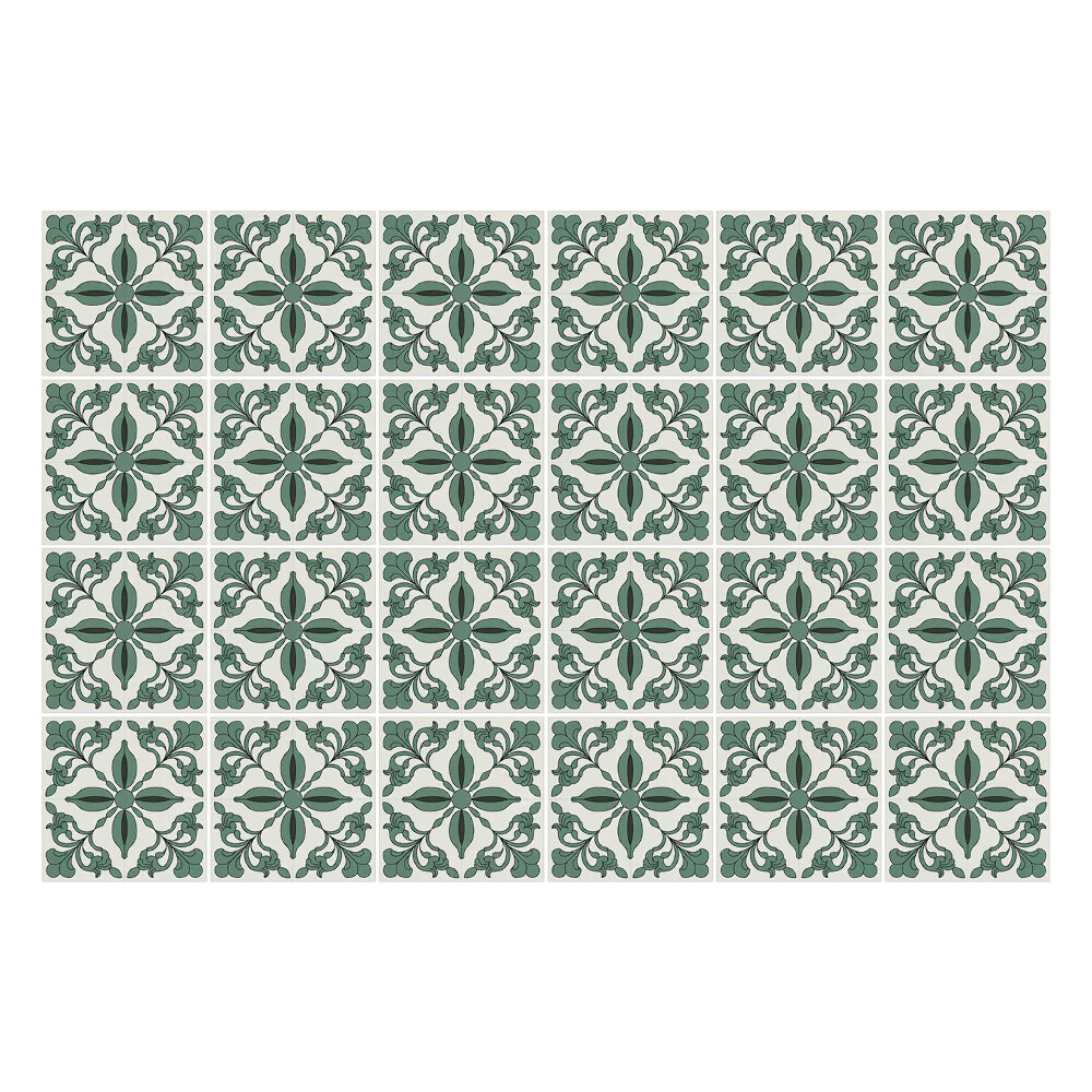 Autocolante pentru gresie Ornamente florale într-o plasă