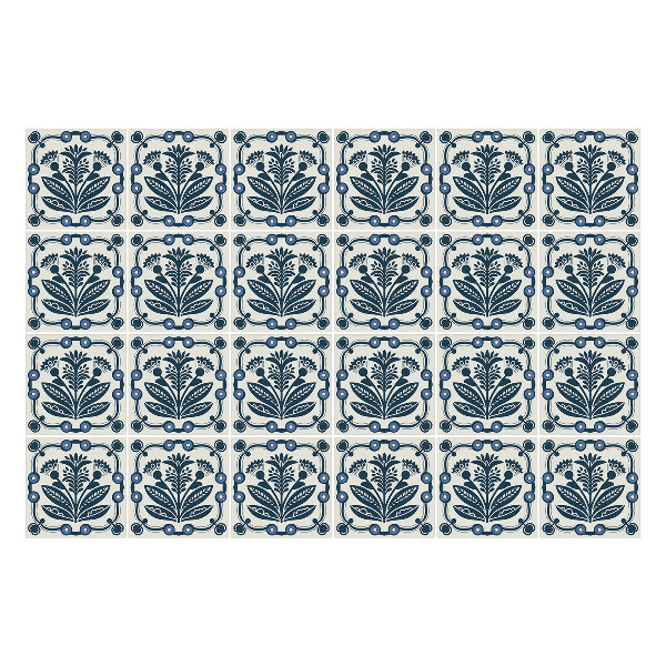 Autocolante pentru gresie Motive florale în rame