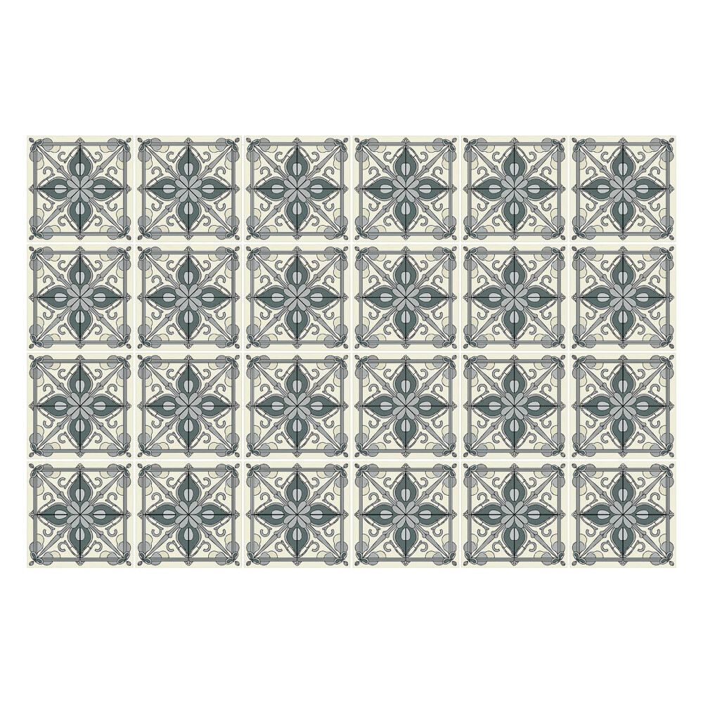 Autocolante pentru gresie Ornamente florale într-o plasă