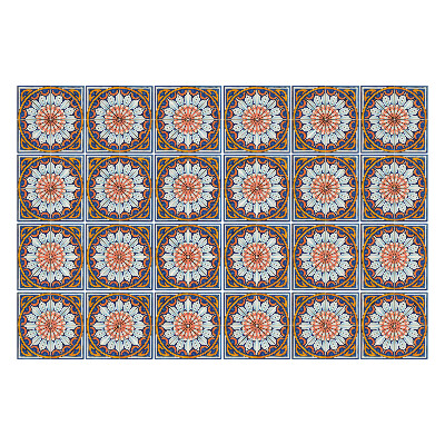 Autocolante pentru gresie Motive florale în cercuri