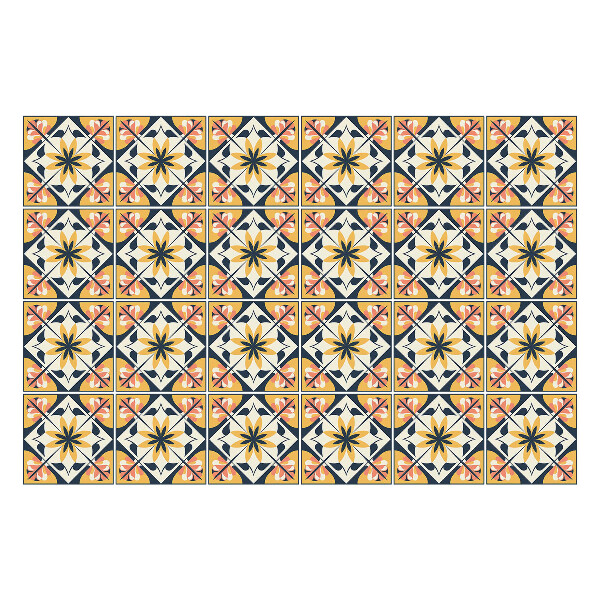 Autocolante pentru gresie Simetrii florale în aranjament