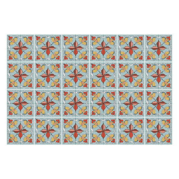 Autocolante gresie Flori stilizate într-o plasă