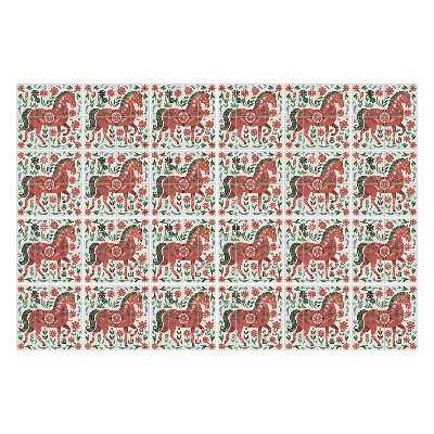 Autocolante gresie si faianta Cai într-un aranjament floral