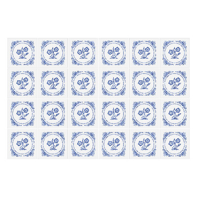 Autocolante gresie Mozaic de flori albastre