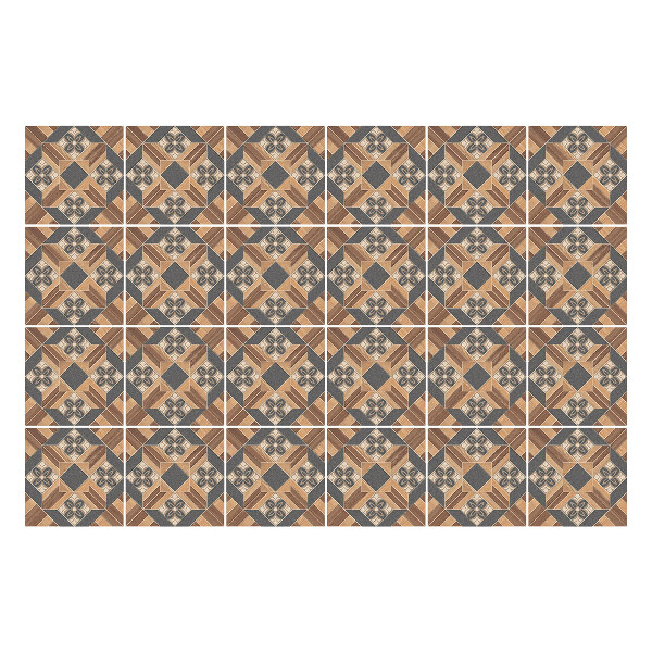 Autocolante gresie Motive din lemn în simetrie