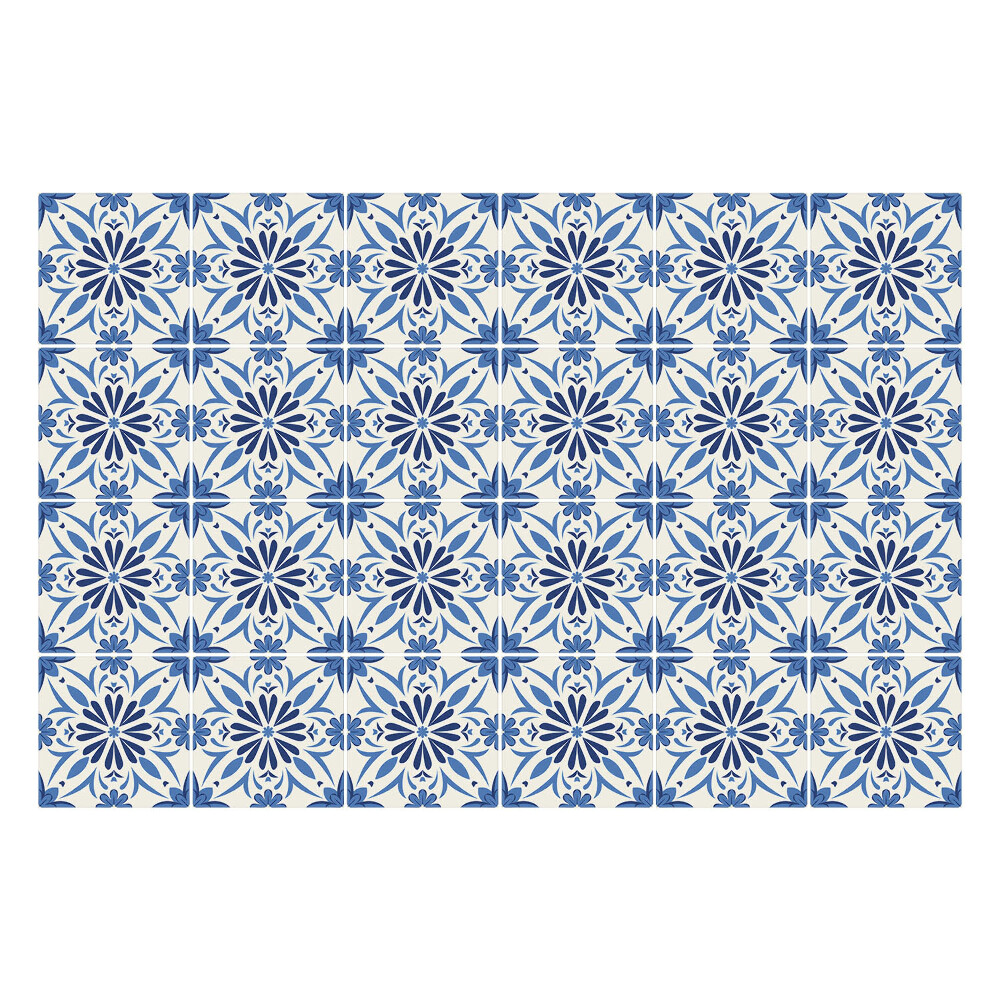 Autocolante gresie Motiv floral în carouri