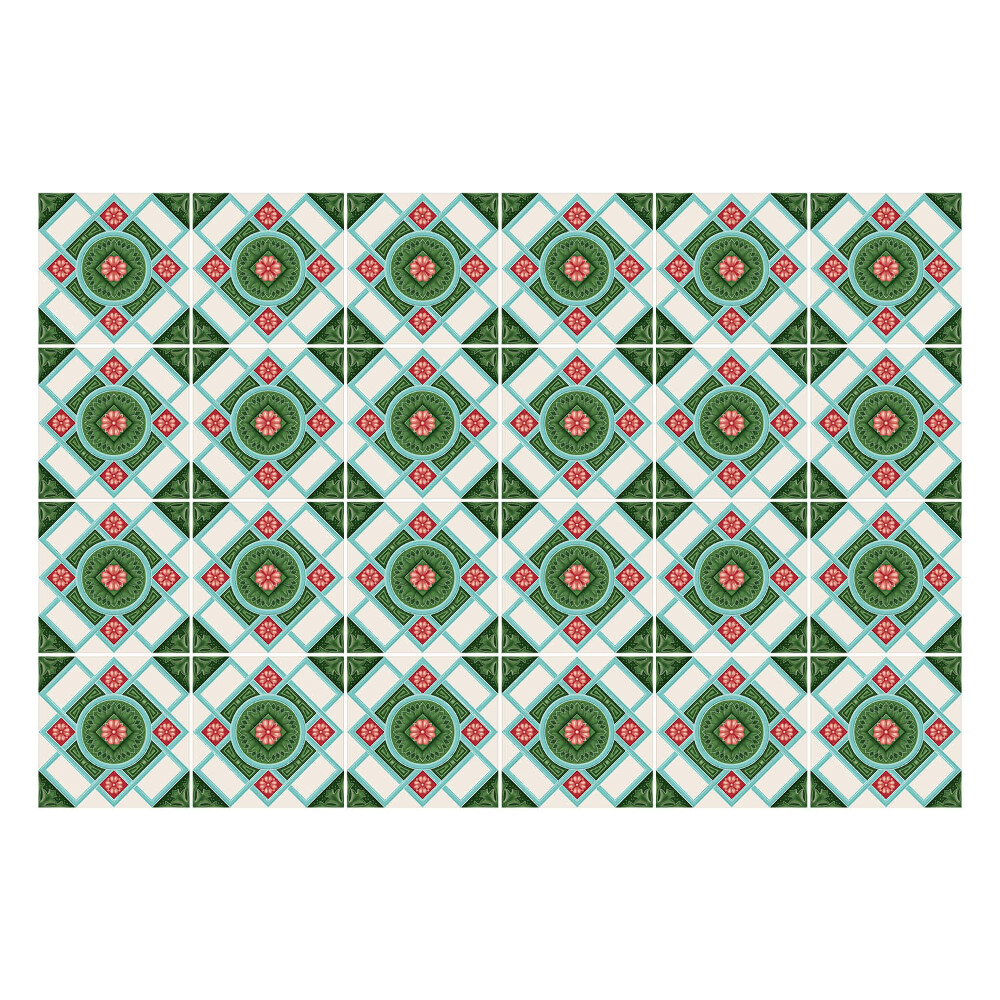 Autocolante gresie Motiv floral în romburi