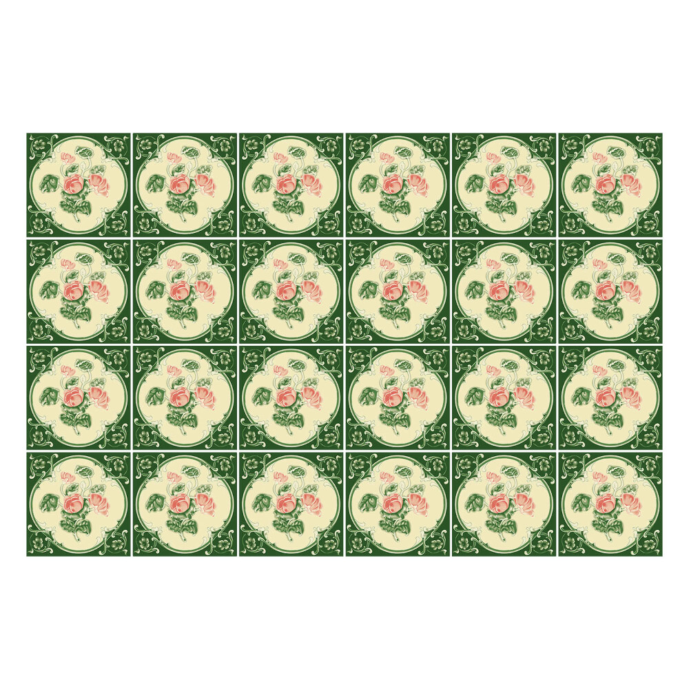 Autocolante pentru gresie Ornamente florale în cercuri