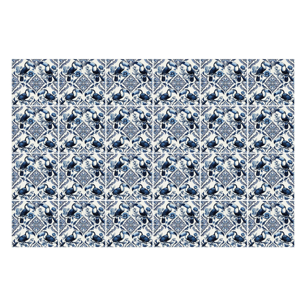 Autocolante pentru gresie Păsări și flori elegante