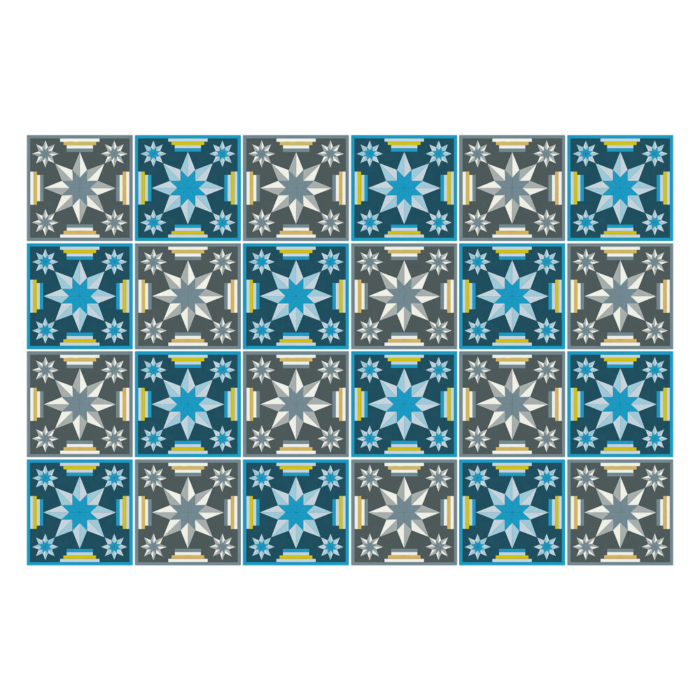 Autocolante gresie si faianta Stele geometrice într-o grilă