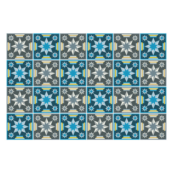 Autocolante gresie si faianta Stele geometrice într-o grilă