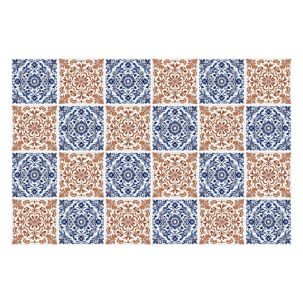 Autocolante pentru gresie Ornamente florale într-o plasă