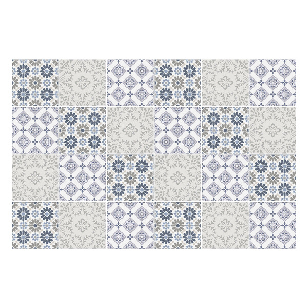 Autocolante pentru gresie Motive florale în carouri