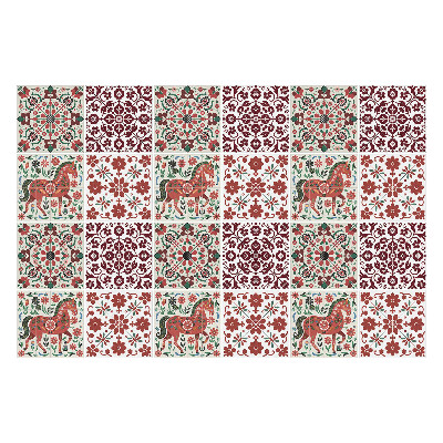 Autocolante pentru gresie Cai populari și flori