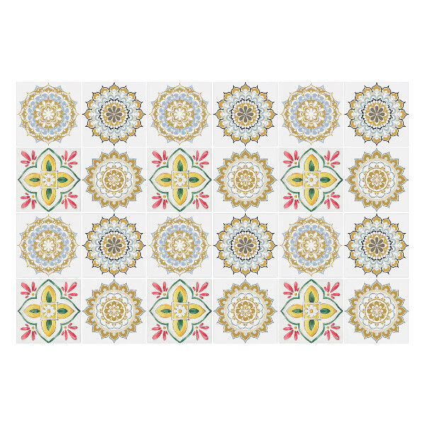 Autocolante pentru gresie Mandale și ornamente florale