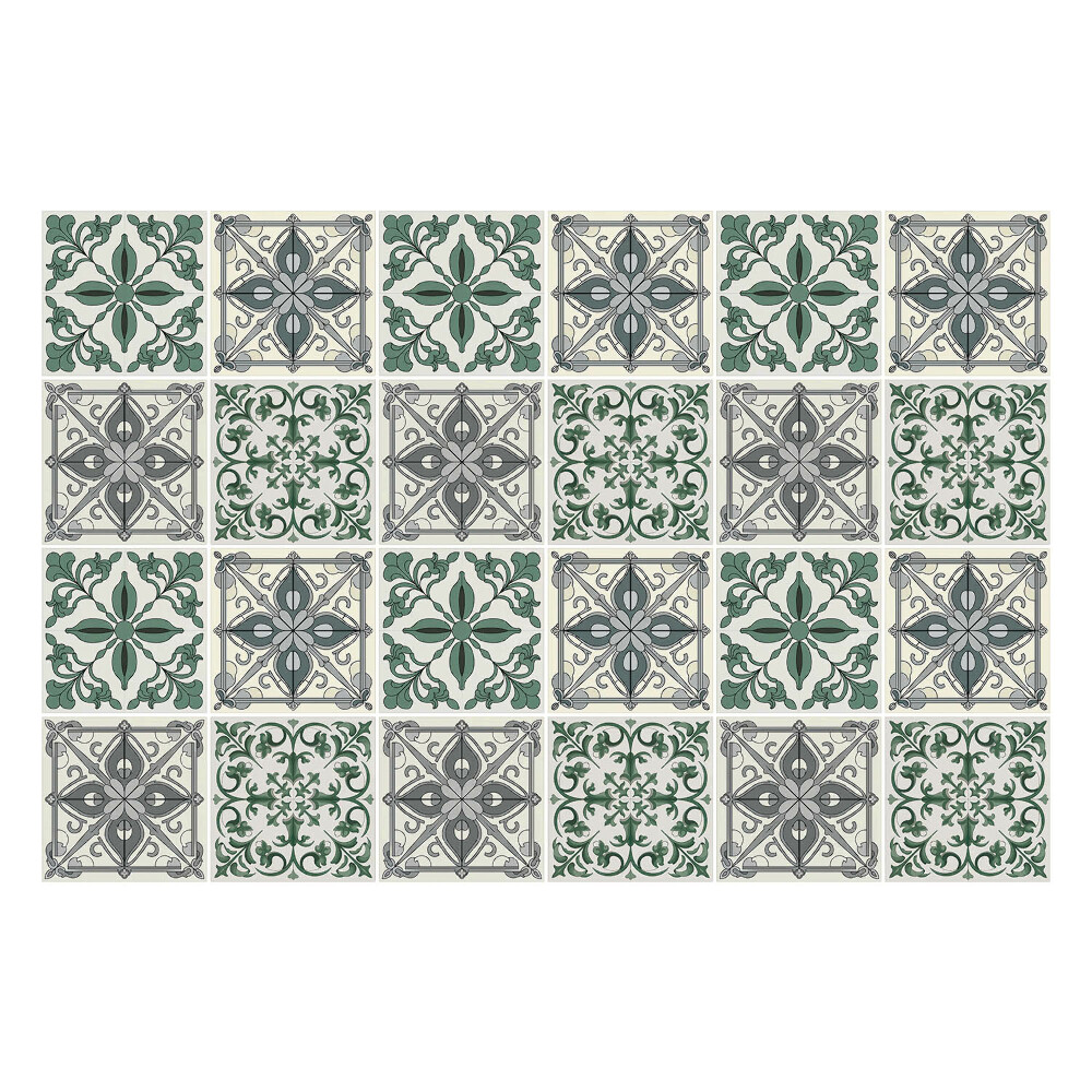 Autocolante pentru gresie Placi elegante cu motiv floral