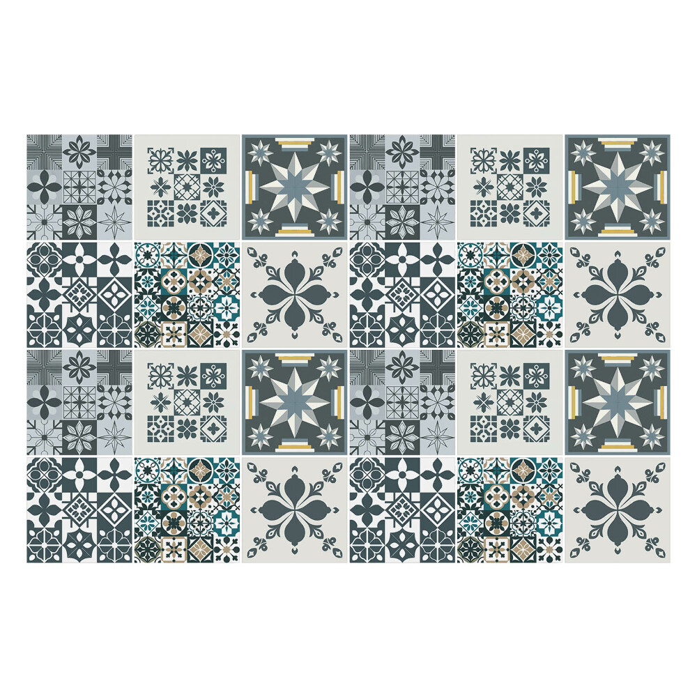 Autocolante gresie Flori și figuri geometrice