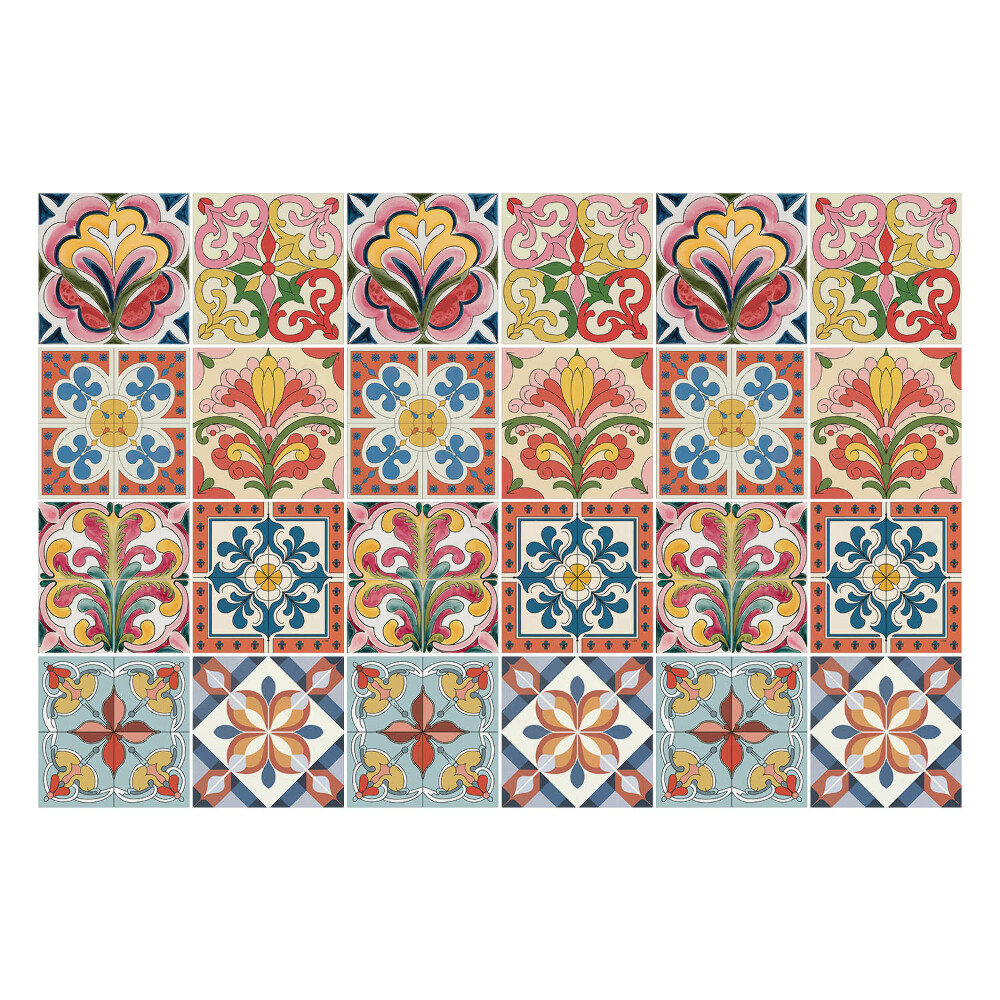 Autocolante pentru gresie Modele florale retro