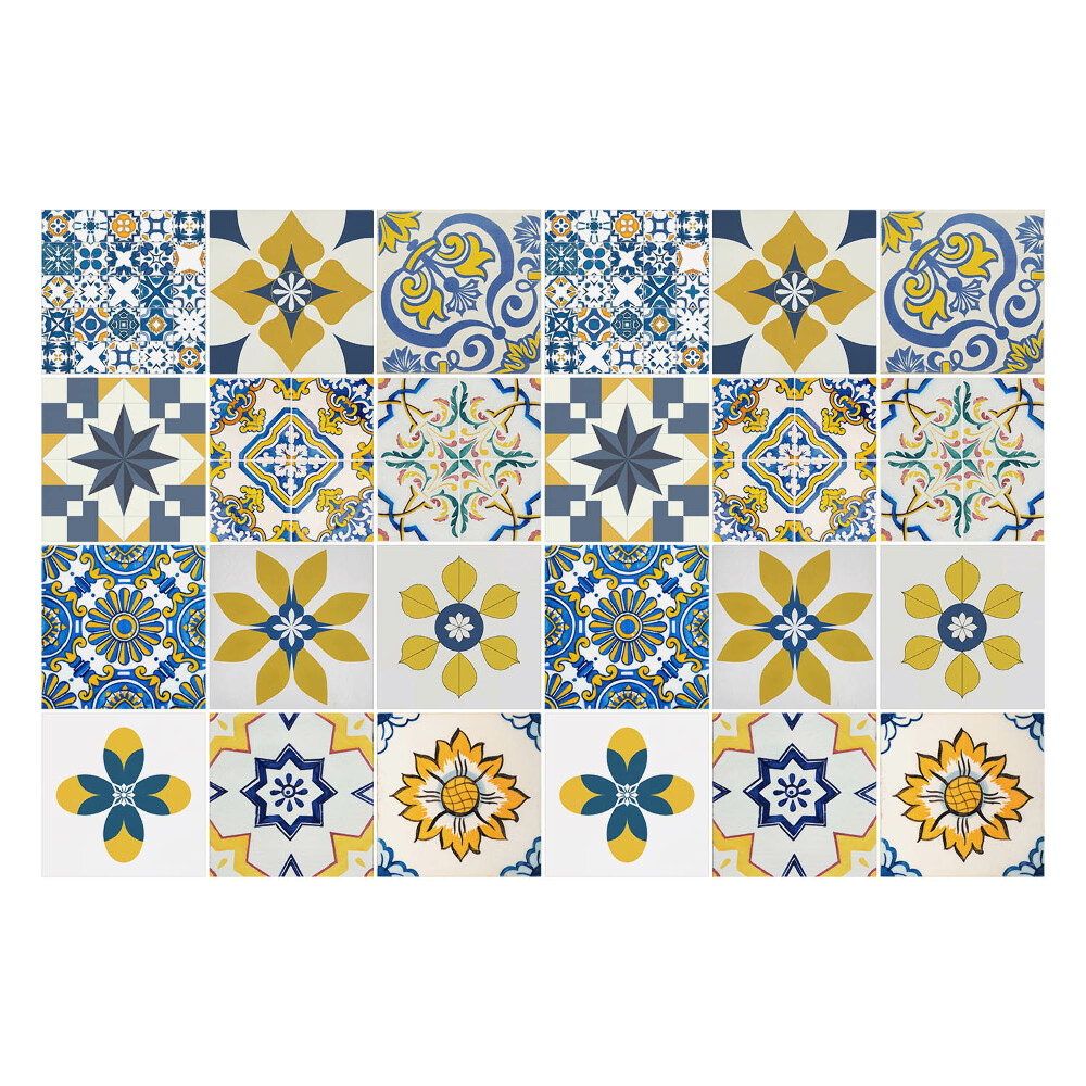 Autocolante pentru gresie Motive florale geometrice