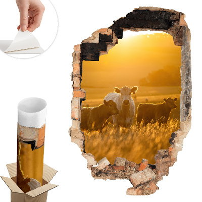 Sticker perete gaură 3D 66x100 Peisaj rural