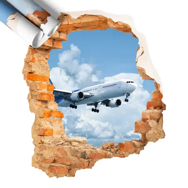 Sticker perete gaură 3D 85x100 Descoperire aeriană