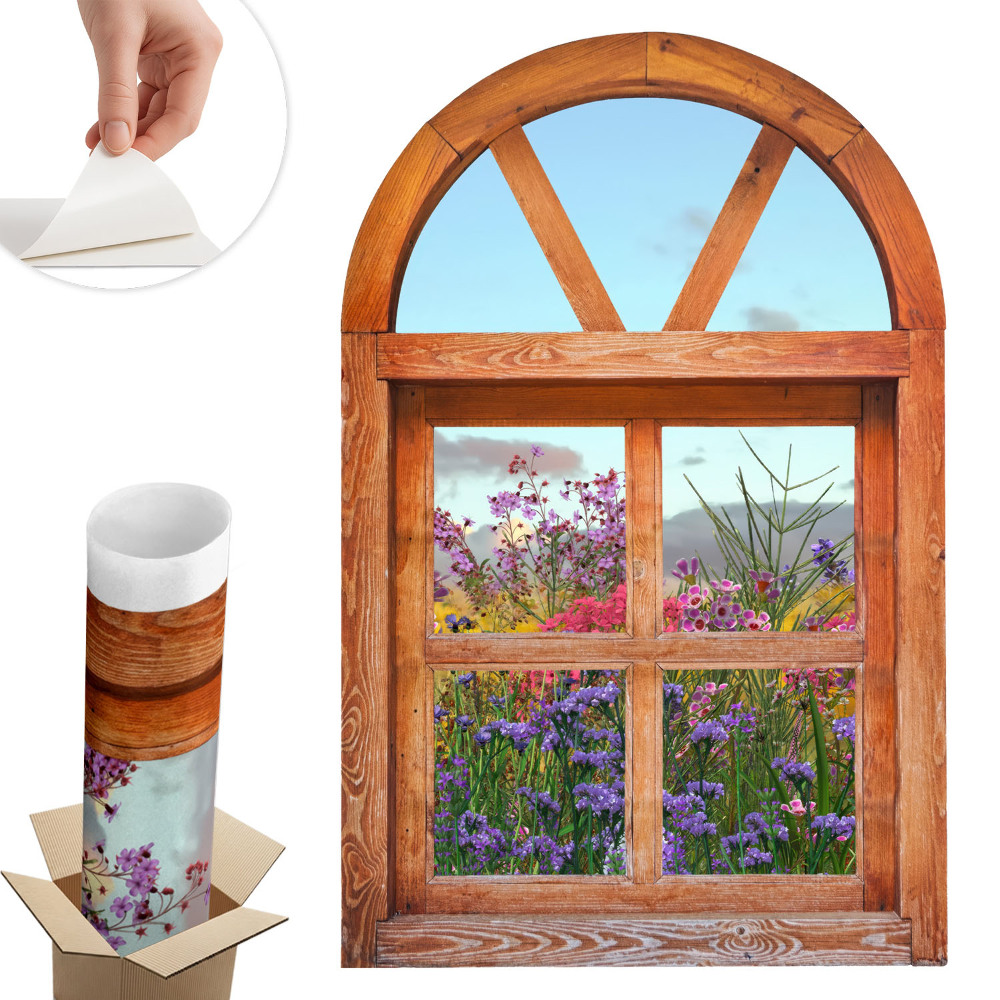 Autocolant perete fereastră 65x100 Fereastra cu flori