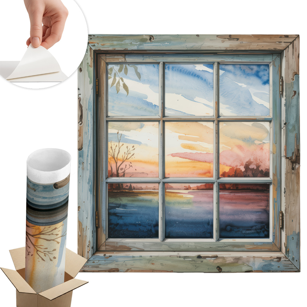 Autocolant perete fereastră 93x100 Acuarele pentru ferestre