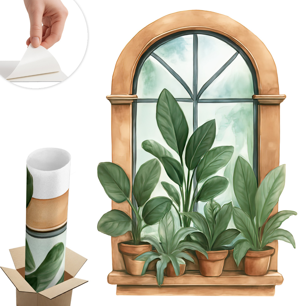 Autocolant perete fereastră 70x100 Plante de fereastră.
