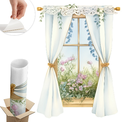 Autocolant perete fereastră 73x100 Perdele cu vedere