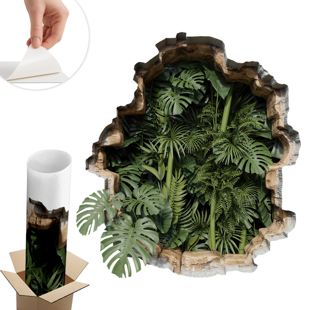 Sticker perete gaură 3D 92x100 Natură tropicală