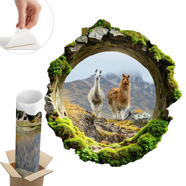 Sticker perete gaură 3D 93x100 Oază montană