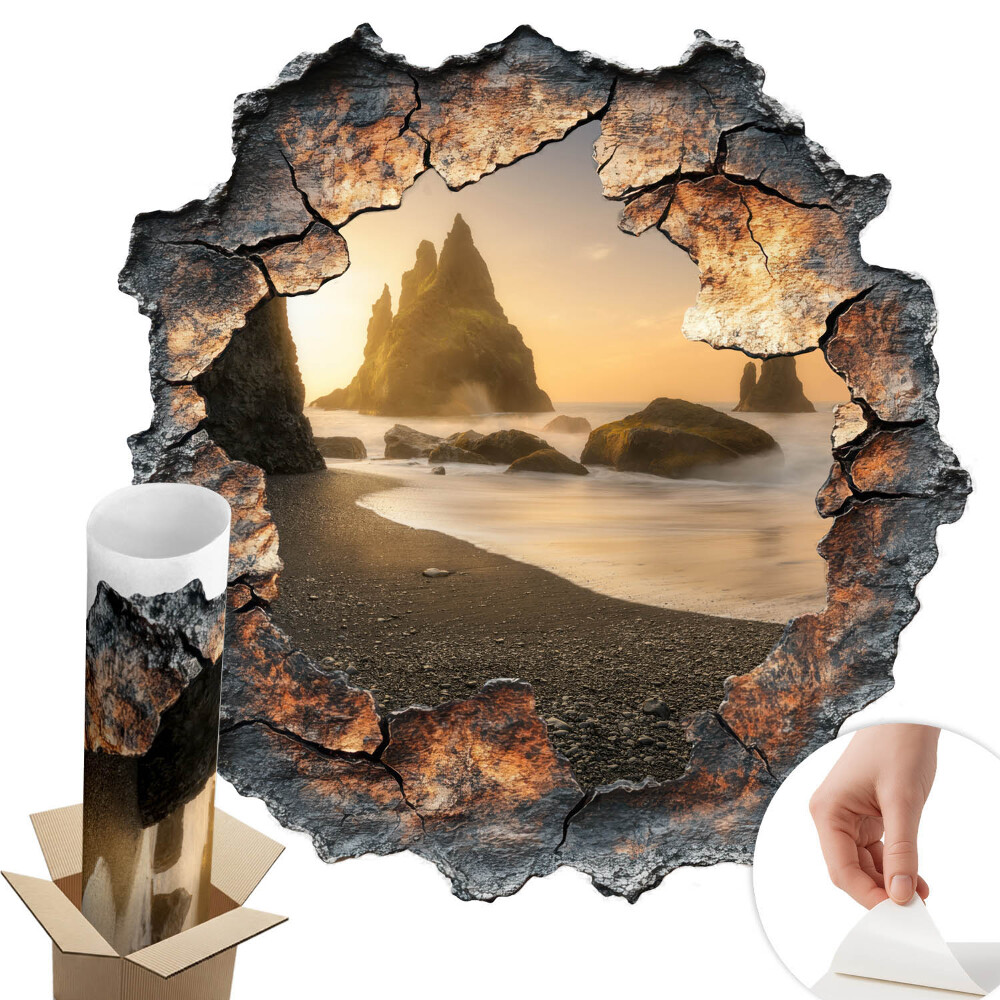 Sticker perete gaură 3D 126x130 Pietre de apă