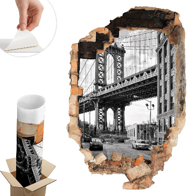 Sticker perete gaură 3D 86x130 Peisaj urban