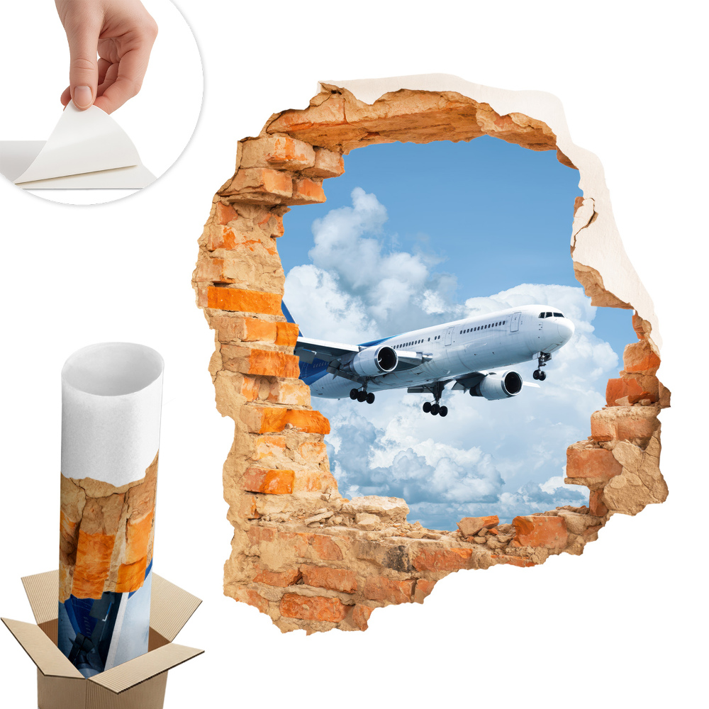 Sticker perete gaură 3D 111x130 Descoperire aeriană