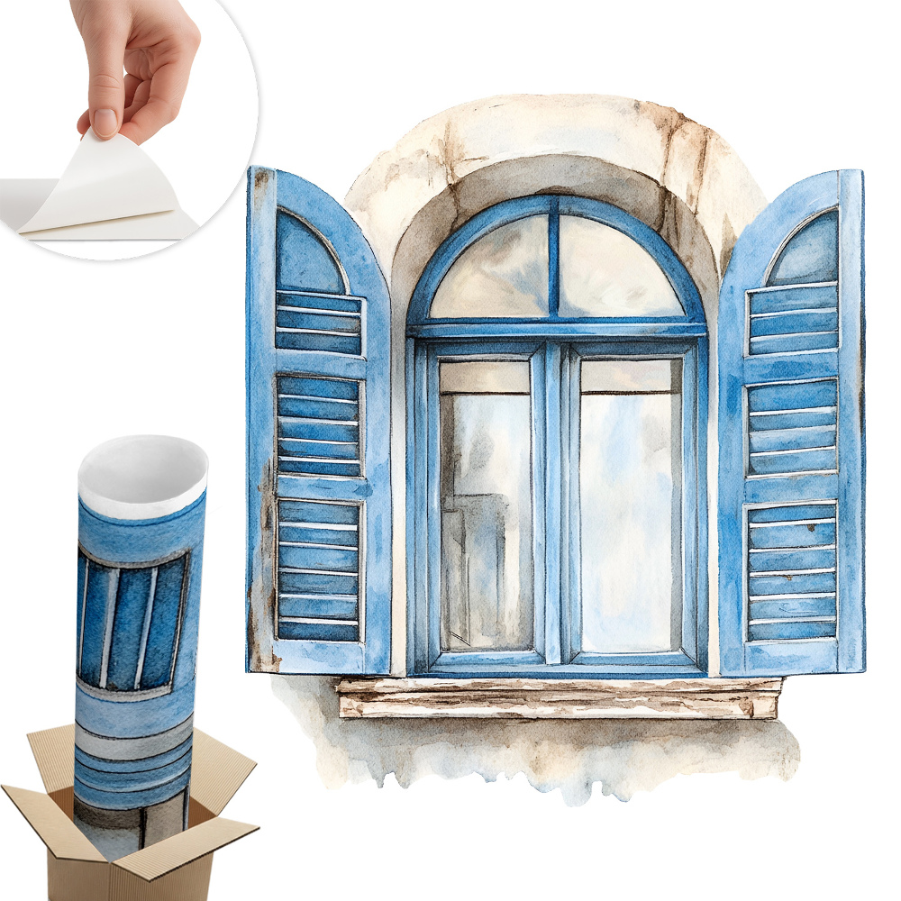 Autocolant perete fereastră 113x130 Obloane din lemn