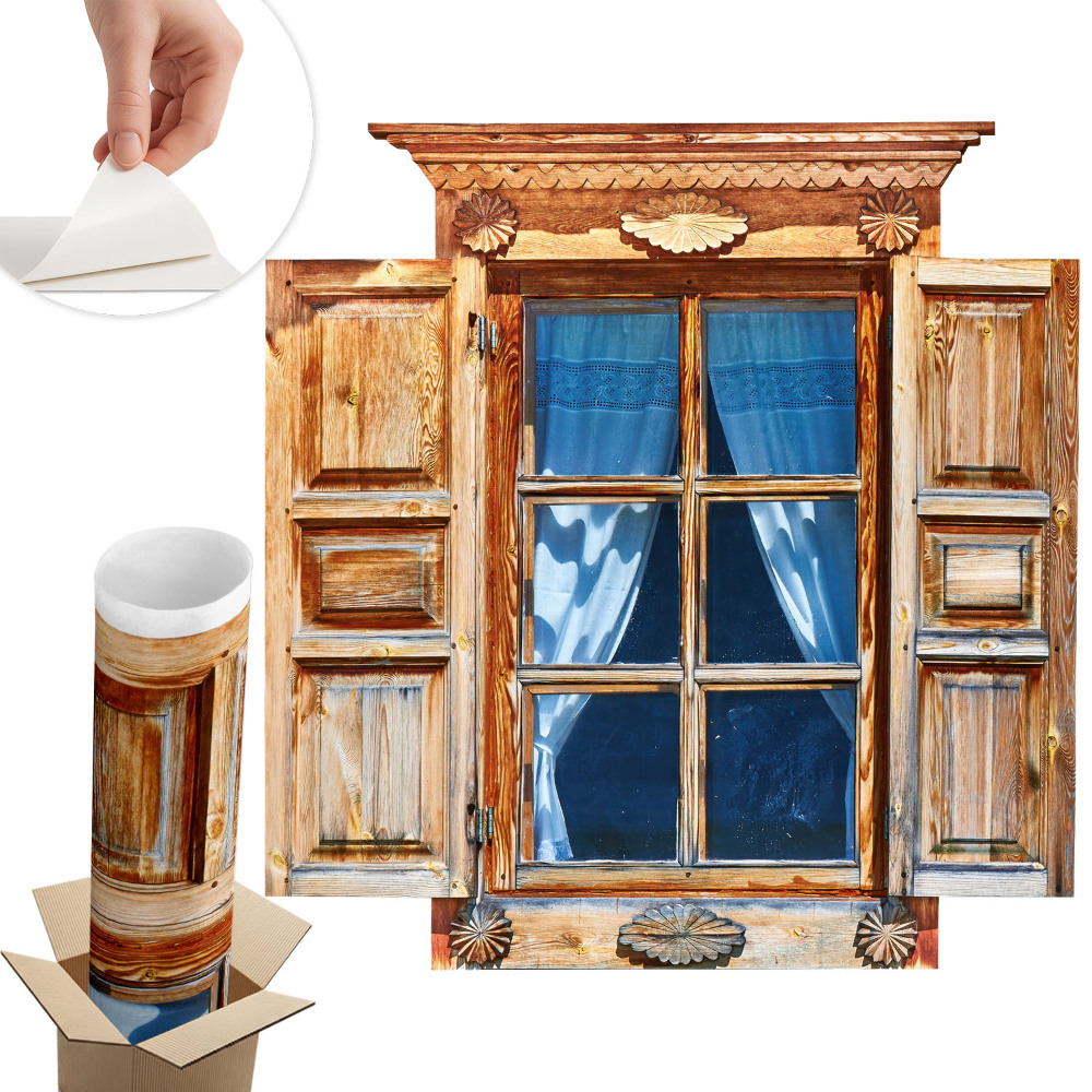 Autocolant perete fereastră 125x130 Fereastră rustică