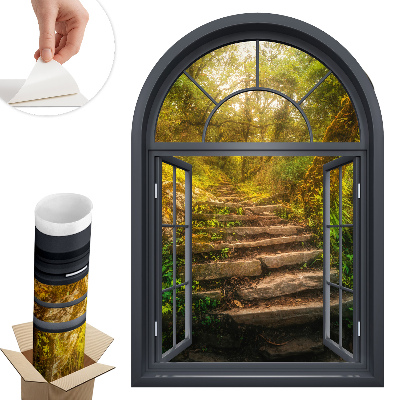 Autocolant perete fereastră 88x130 Fereastra pădurii