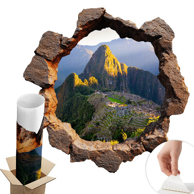 Sticker perete gaură 3D 130x129 Fereastra de stâncă