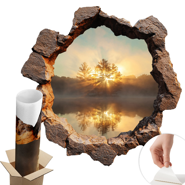 Sticker perete gaură 3D 130x129 Peisaj printre stânci