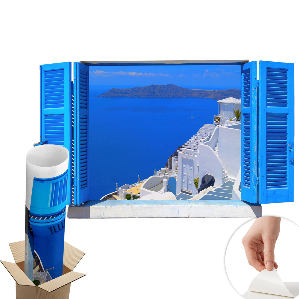 Autocolant perete fereastră 130x79 peisaj mediteranean