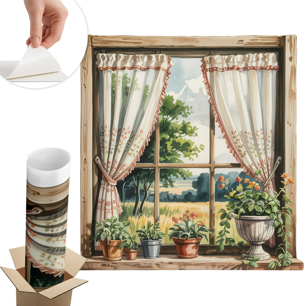 Autocolant perete fereastră 126x130 Fereastră idilică