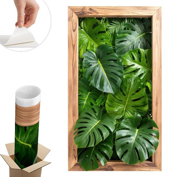 Autocolant perete fereastră 74x130 Frunze de Monstera